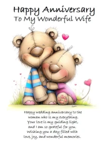 NUEVA Tarjeta Feliz Aniversario a Mi Maravillosa Esposa Tamaño A5 Con Amor Por Ella - Imagen 1 de 5