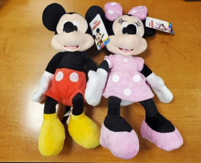 Paquete de 2: Juego de felpa de Mickey y Minnie Mouse de 17"" abrazable Disney Junior nuevo con etiquetas - F1A" Foto 1 de 4