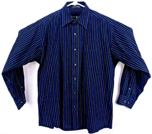 Beverly Hills Polo Club Mens Shirt Size L Long Sleeve Button Up Blue/Black/White - Picture 1 of 7