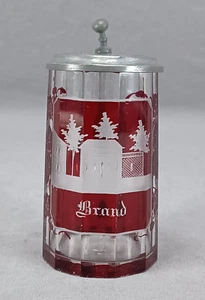 Mid 19th Century German Ruby Engraved Brand Miniature Stein Tankard - Picture 1 of 9