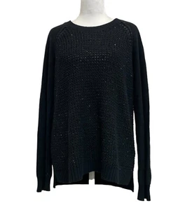 NYDJ Black Metallic Sparkle and Sequin Mixed Knit Pullover Sweater sz M - Picture 1 of 10