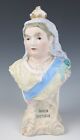19th C. Antique Parian Bisque Queen Victoria Bust Figurine Porcelain Statue
