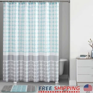 15 Piece Shower Curtain Bath Set Geometric Design Rug Hooks Waterproof General - Picture 1 of 6