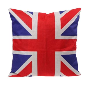 16" Pillow Cases UK Flag Square Union Jack Linen Home Decorative Cushion Cover - Picture 1 of 8