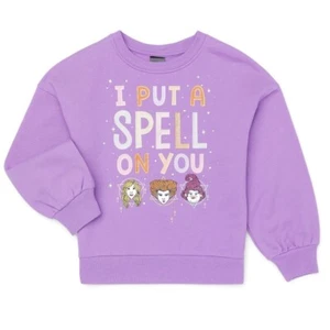 Girls Disney Halloween Hocus Pocus I Put Spell On You Fleece Sweatshirt L 10/12 - Picture 1 of 4