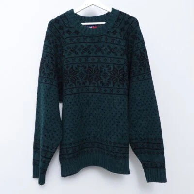 Vintage 90s Ski Tommy Hilfiger Wool Mens Holiday Snowflake Knit Sweater Sz Large - Image 1 of 4