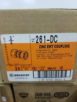 Bridgeport 261-DC 3/4" EMT Acoplamiento de Compresión Hormigón Caja Apretada de 25 Foto 1 de 3