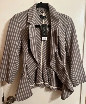 Chaqueta blazer a rayas Topshop para mujer - gris - talla 2 Foto 1 de 3