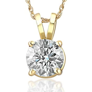.75ct Round Natural Diamond Solitaire Pendant Necklace 14k White or Yellow Gold - Picture 1 of 9