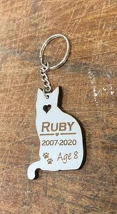 Personalised Engraved Cat Pet Memorial Keyring , Grave Mark Loving Memory Rabbit - Picture 1 of 3