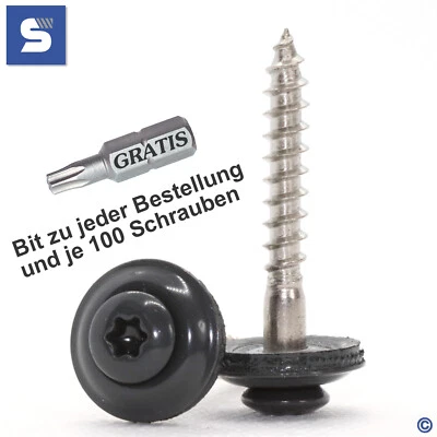 Spenglerschrauben Anthrazit RAL 7016 | 15mm Dichtscheibe | A2 V2A | Torx | Grau - Bild 1 von 4
