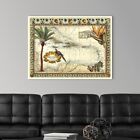 Tropical Map of West Indies Canvas Wall Art Print, Map Home Decor
