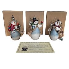 SET OF 3 - Thomas Pacconi Classics Deluxe Hand Painted Snowman Ornaments 2009