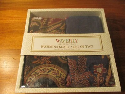 Juego de (2) bufandas Waverly Pashmina. 69 x 27 pulgadas. Nuevo precintado. Azul y rojo. Foto 1 de 4