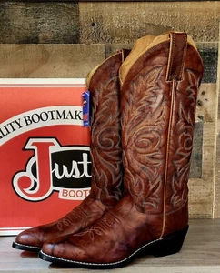 NEW Mens Justin Chesnut Marbled Deerlite Cowboy Boot Size 7.5 D Style 1560 - Picture 1 of 5