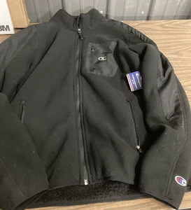 Black Champion Zip Up Fleece Jacket Size L Large NWT New With Tags - Picture 1 of 7