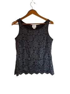 Willi Smith Y2K Babydoll Spitze Top L ärmellos Whimsigoth Fee Grunge schwarz 90er - Bild 1 von 8