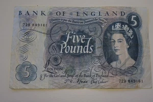 GREAT BRITAIN 5 POUNDS 72B 849161 QUEEN FORDE SIGN GB UK MONEY BILL BANK NOTE - Picture 1 of 7
