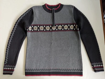 Suéter Pullover Hanna Andersson Gris y Negro Cuarto Cremallera Adulto Unisex XS Foto 1 de 4