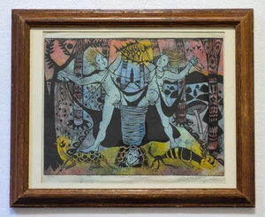 Louise August Pencil Signed/Titled Woodblock "The Sack Race" Edtion #14/50 - Picture 1 of 8