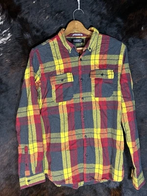 Franela a Cuadros Ezequiel Pesada Abotonada Grande 100% Algodón Amarillo Negro Rojo Foto 1 de 4