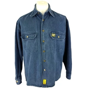 Caterpillar Work Shirt Medium Blue Cat Heavy Weight Vintage Long Sleeve M - Picture 1 of 15