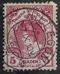 1923 Netherlands 5Gd purple red Queen Wilhelmina stamp Hillegom cds SG196a - Picture 1 of 2