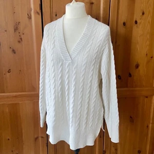 Nobody's Child White Cable Knit Jumper | Long Sleeve | Relaxed Fit | Size 10-12 - Picture 1 of 11