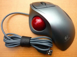 Dark Silver Logitech Trackman Wheel Mouse Optical T-BB18 810-00766 #5 - Picture 1 of 8