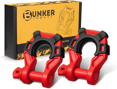 BUNKER INDUST 3/4" D Ring Shackle with 7/8" Pin,Red Tow Shackles with Isolator