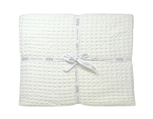 PiuBelle Portugal KING Supreme Cotton Chic White Textured Coverlet Bedspread NEW - Picture 1 of 3
