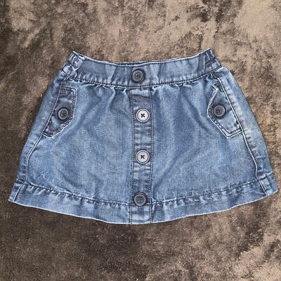 Girls Jean Skirt OKIE DOKIE Size 4Y Button Accent Denim Skirt Elastic waist - Image 1 of 3