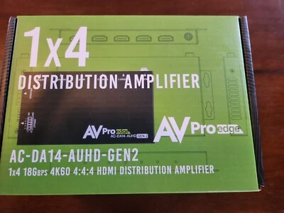 AV ProEdge AC-DA14- AUHD-GE 4K60 1x4 Distribution Amplifier New in box - Image 1 of 2