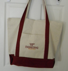 VT Virginia Tech Engineering Tote Bag Maroon Canvas Book Bag