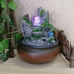 Desktop Brunnen Wasserfall Zimmerbrunnen mit LED Tischbrunnen Luftbefeuchter DHL - Bild 1 von 12