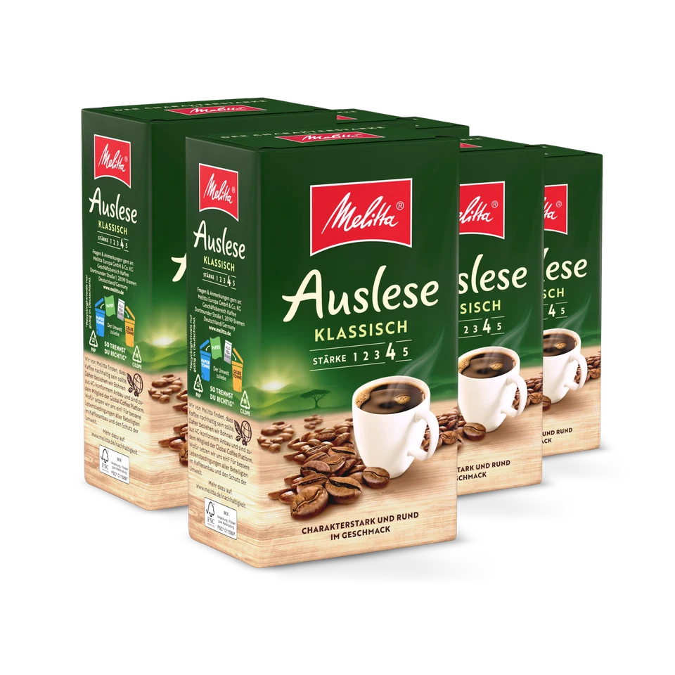 Melitta Auslese gemahlener Filter-Kaffee, für Filterkaffeemaschinen, im Set - Bild 1 von 4