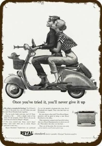 1956 VESPA Scooter & ROYAL Typewriter Vintage-Look DECORATIVE REPLICA METAL SIGN - Picture 1 of 1