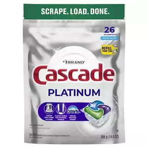 Platinum Dishwasher Pods, Action Pacs Dishwasher Detergent Tabs, Fresh, 26 Count - Picture 1 of 9