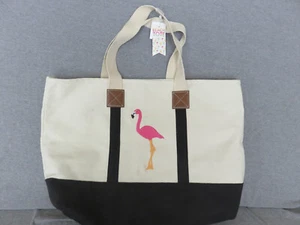 NEW Pink Flamingo Beach Bag Swim Tote Large 18"x14" - Picture 1 of 6