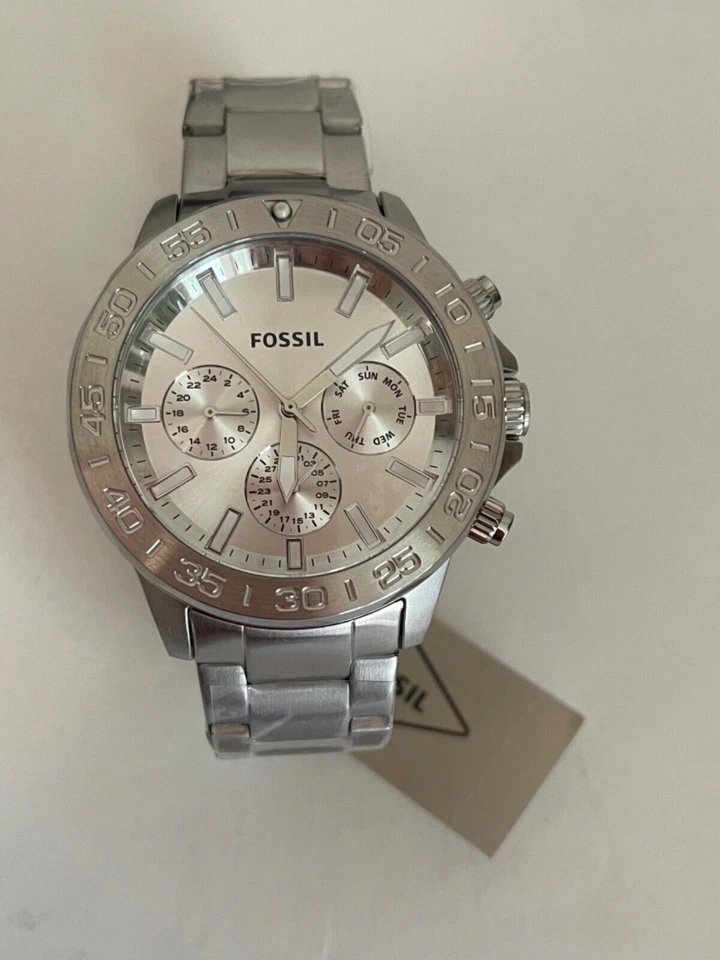 Fossil Bannon BQ2490 Multifunction 45 mm Silver Tone Quartz Case with Stainless Steel Strap Men’s Wristwatch
