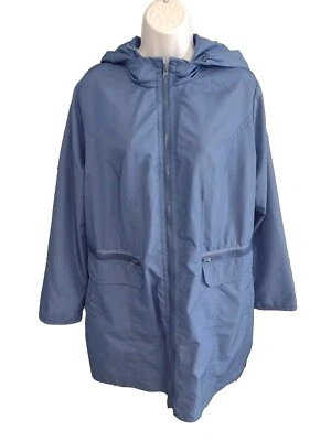 Женщина внутри ветровка куртка женский размер 18 Вт полный молнии синий карманы длинное пальто - Изображение 1 из 4