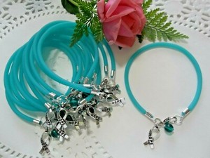 1 DZ OVARIAN CANCER/TRIGEMINAL NEURALGIA/PKD AWARENESS BRACELETS/TEAL  