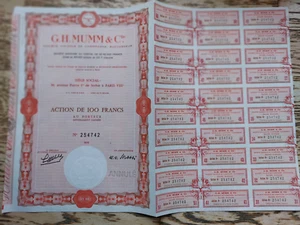 Rzadki i oryginalny francuski certyfikat magazynowy Szampan MUMM z 1972 roku - Zdjęcie 1 z 11