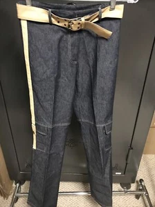 Absolu Paris Blue Jeans W/Leather Belt. Size 38 NWOT - #21 - Picture 1 of 10