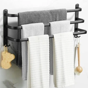 Toallero escalera baño con 3 rieles y diseños de gancho. 50 cm - negro mate - Imagen 1 de 7