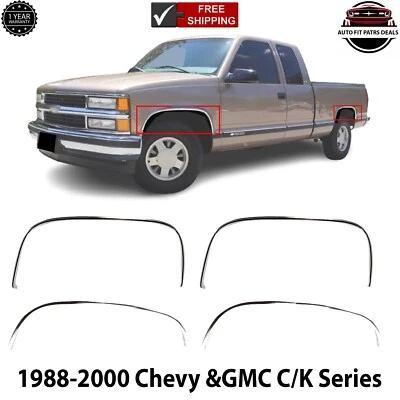 Front&Rear Fender Chrome Trim Moldings LH&RH For 1988-2000 Chevy &GMC C/K Series Foto 1 de 4