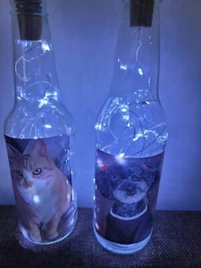 PERZONALISIERTE HAUSTIERGLASFLASCHEN MIT LED-KORKENLICHTERN MIT PIC für ihre haustiere - Bild 1 von 3
