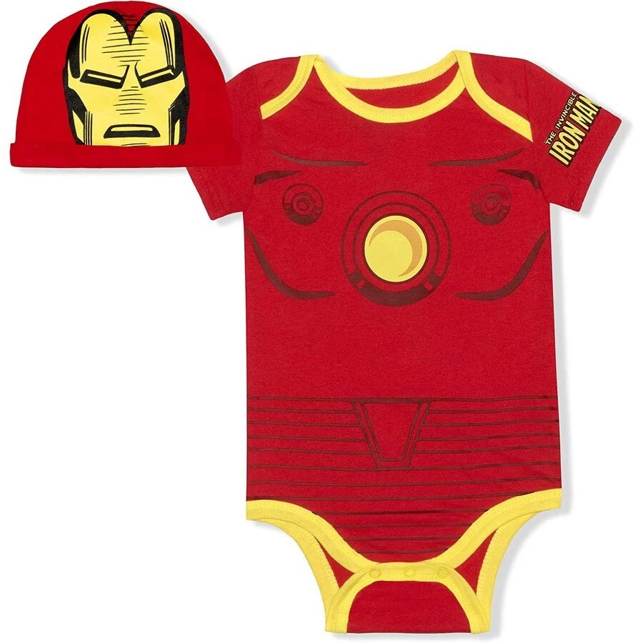 FATO HOMEM DE FERRO VERMELHO E AMARELO BEBÊ MARVEL PEÇA ÚNICA - 12 MESES - Imagem 1 de 1