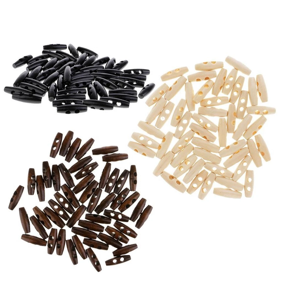 50Pcs Wood Oval Sewing Buttons For Coat Toggles Buttons 2 - Image 1 of 1