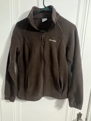 Jaqueta de lã feminina Columbia marrom média zíper completo com bolsos - Imagem 1 de 4